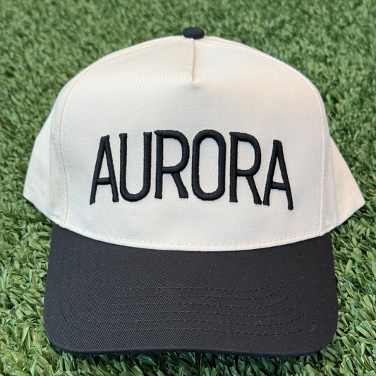 Hat White/Black Bold Embroidered Aurora