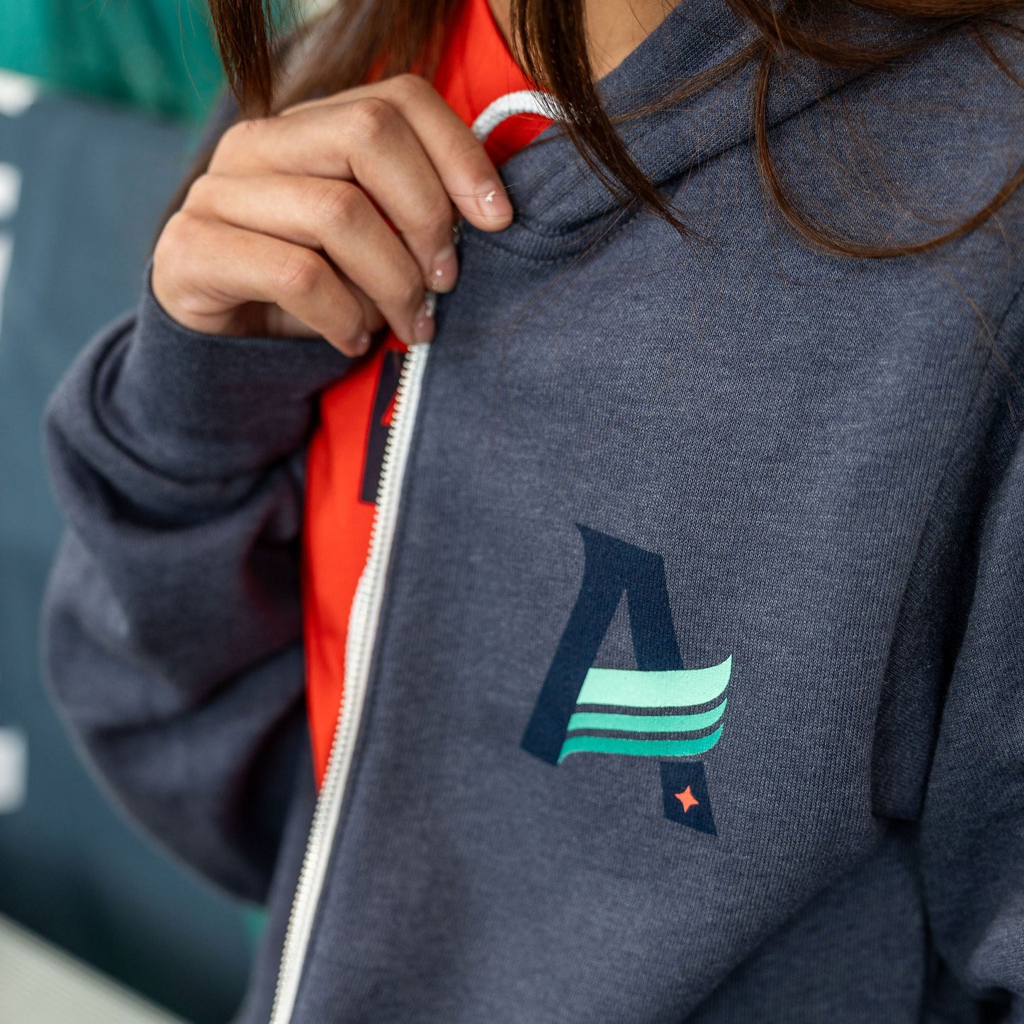 Full-Zip Aurora Navy Hoodie