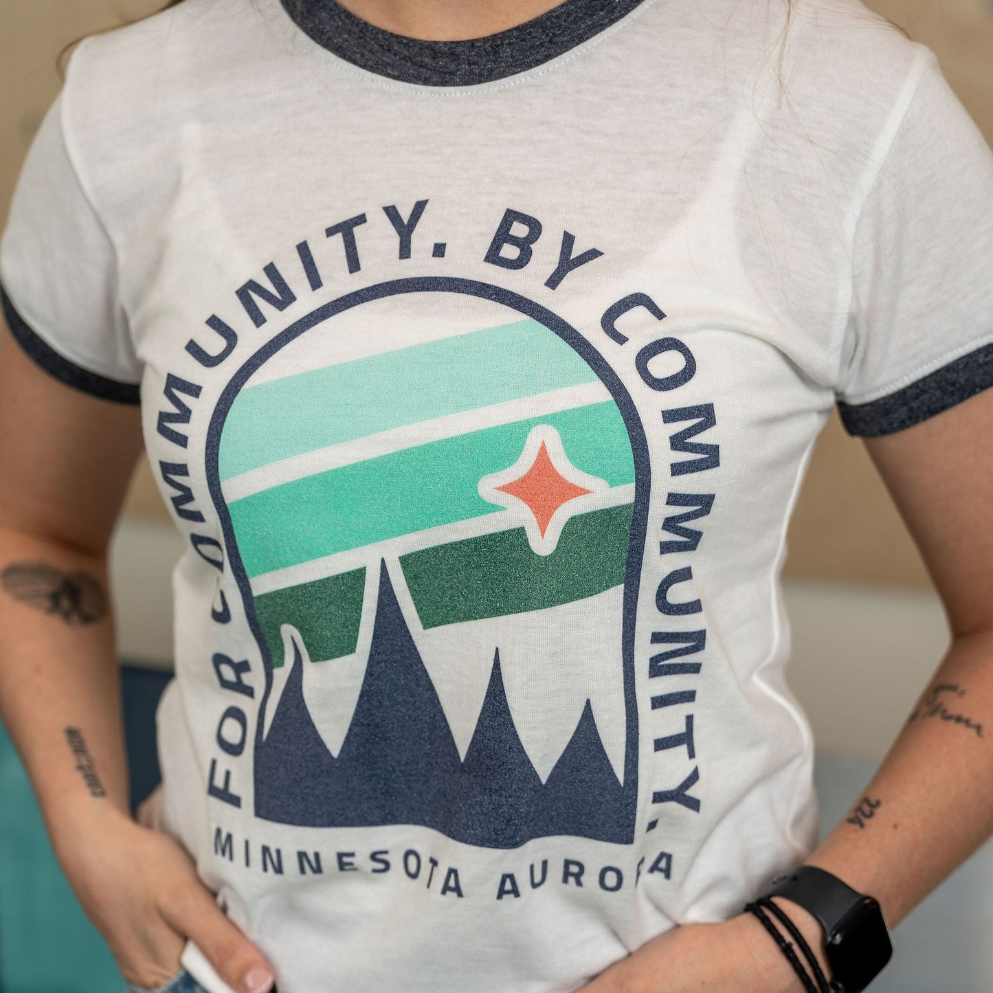 Aurora Intramural Navy Ringer T-Shirt
