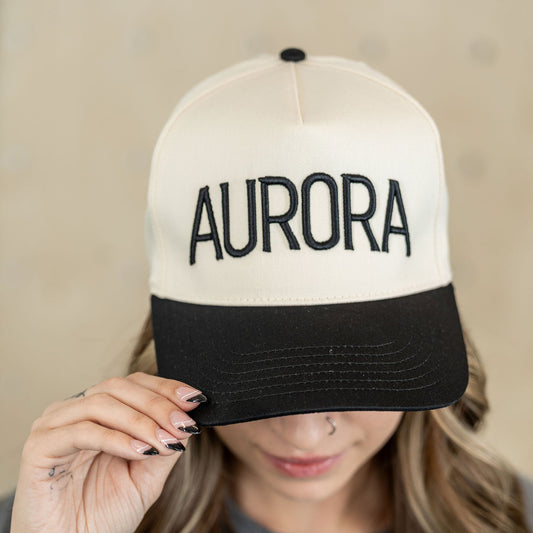 Hat White/Black Bold Embroidered Aurora