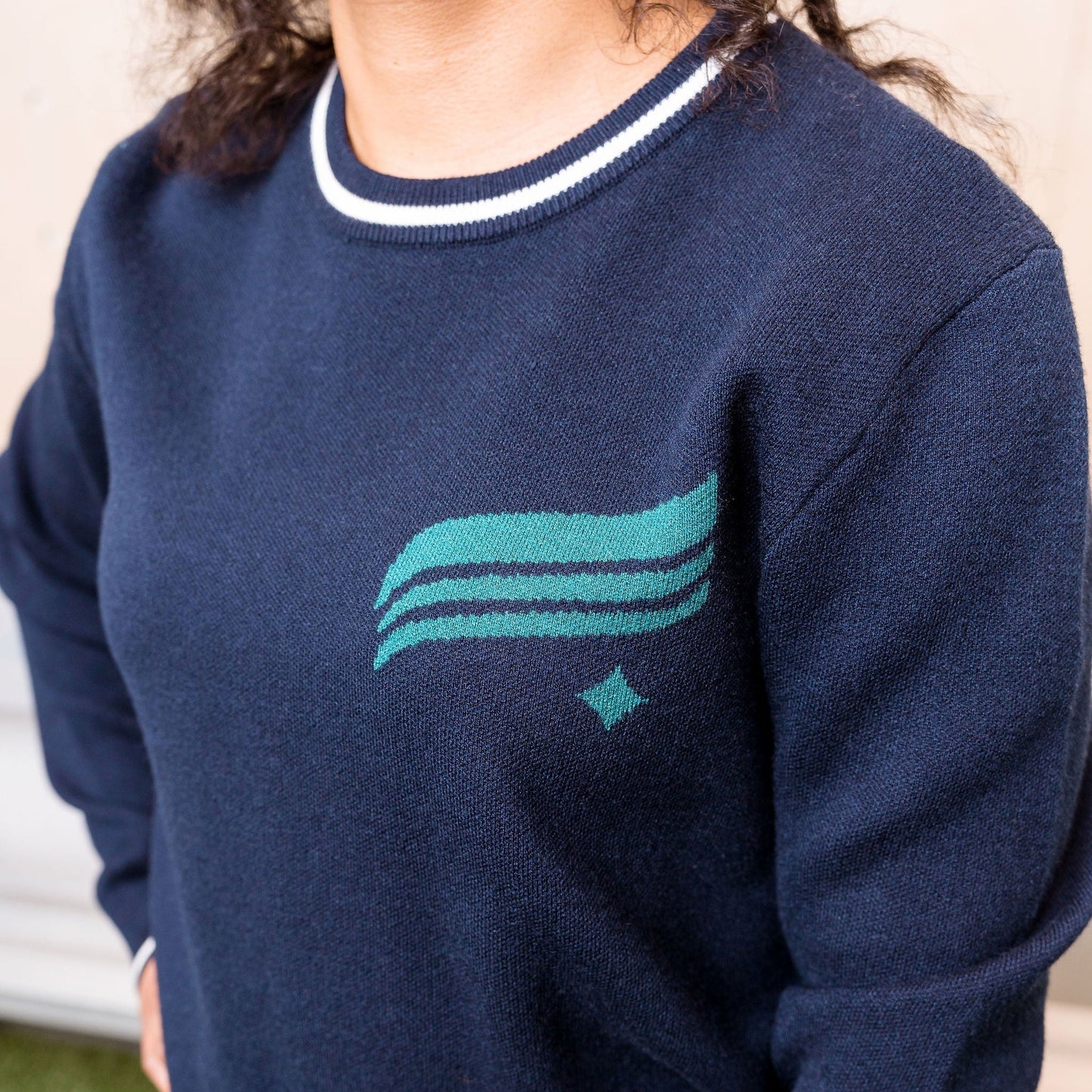 Aurora Crest Navy Crewneck Sweater