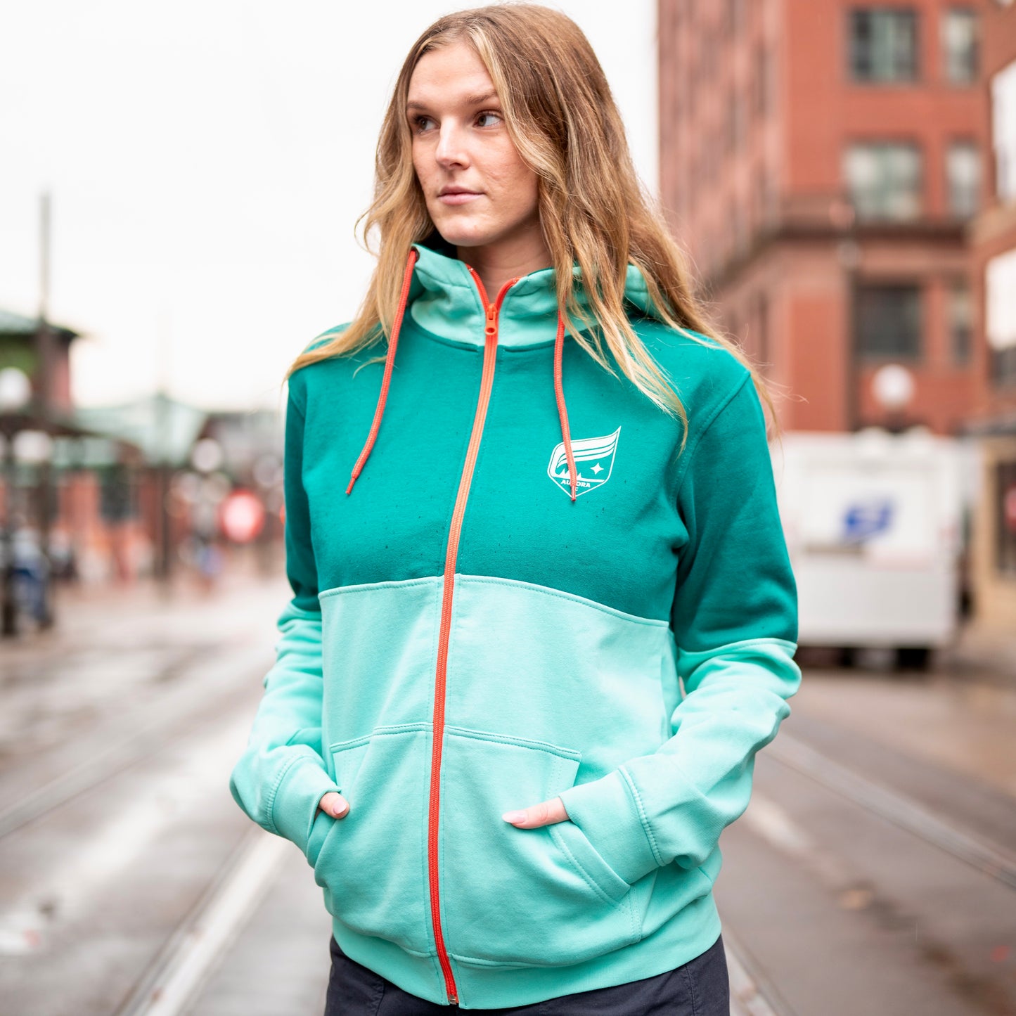 Borealis Teal Aurora Full-Zip Hoodie (Fitted)