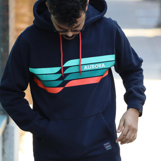 Borealis Striped Navy Raglan Hoodie