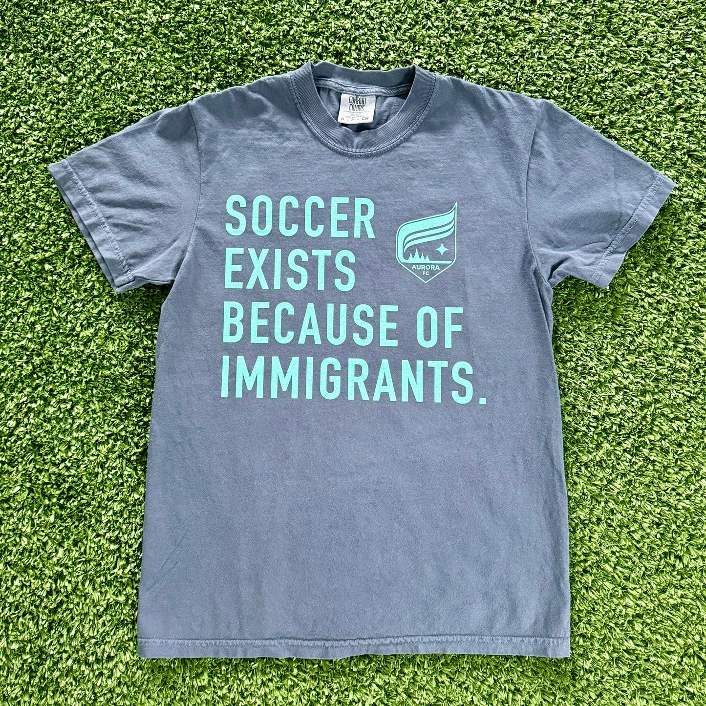 Aurora x RAYGUN Soccer Exists Because of Immigrants T-Shirt