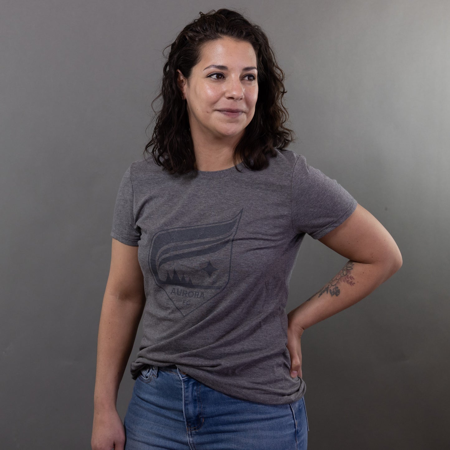Tone-on-tone Gray Crest T-shirt